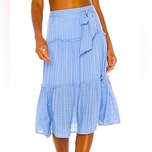Revolve Privacy Please‎ Periwinkle Blue Ventura Checked Tiered Midi Skirt